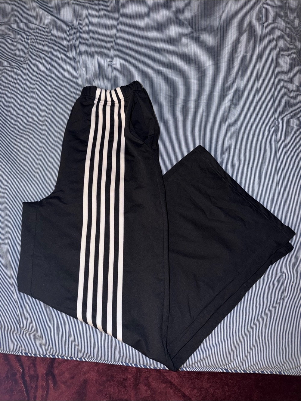 Black Track Pants with White Stripe -